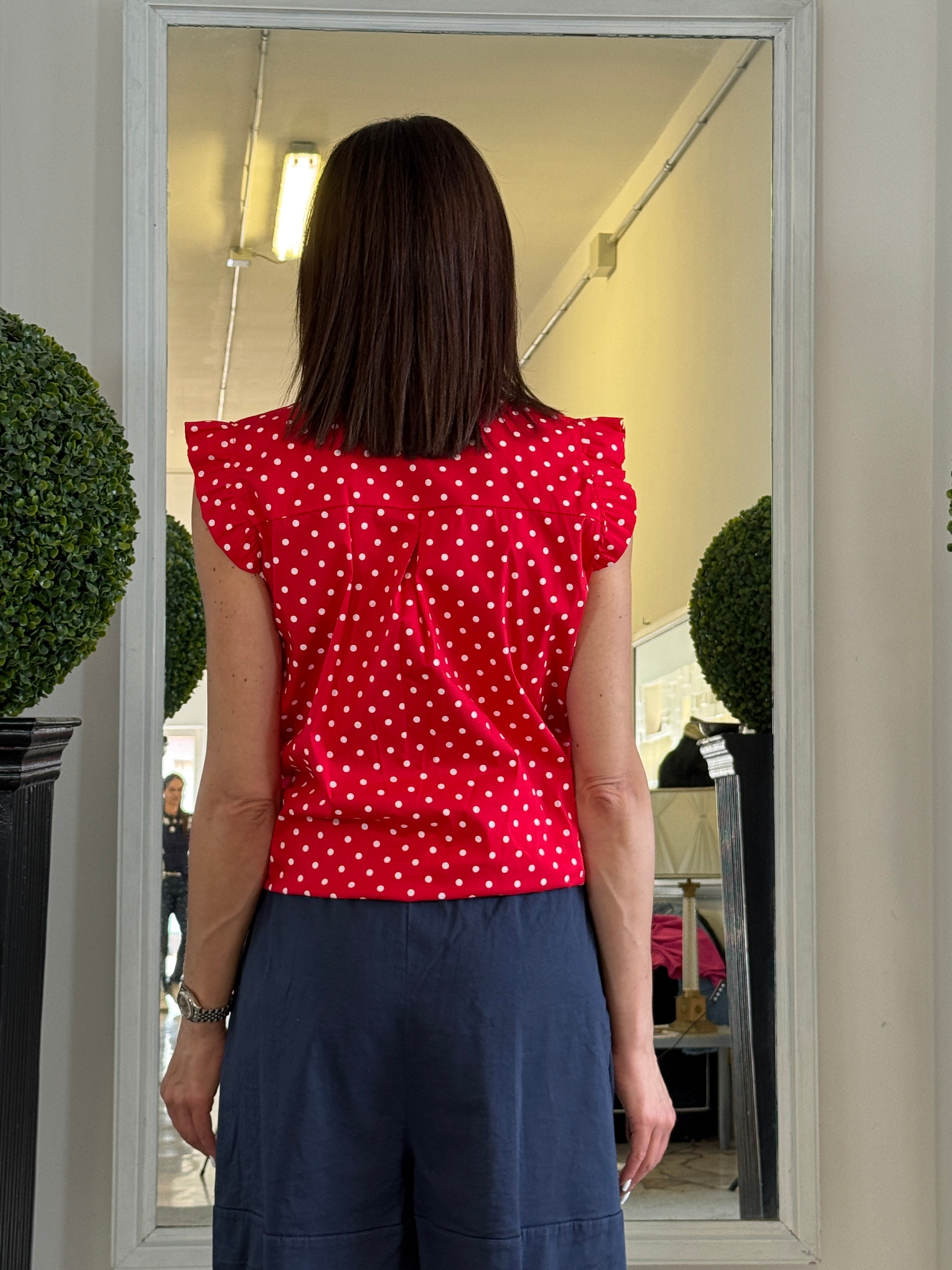 Camicia Senza Maniche con Rouches Collo alla Coreana Poise