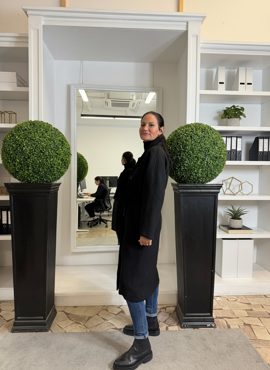 Cappotto doppio petto con cintura