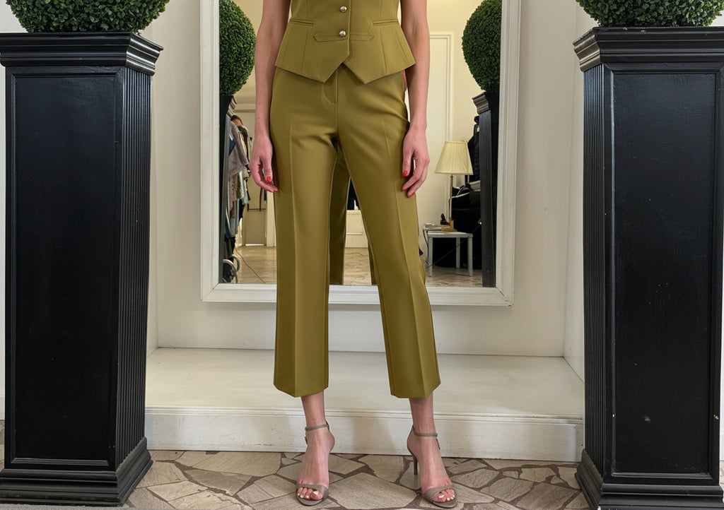 MaryLey Completo con Gilet e Pantaloni Oliva