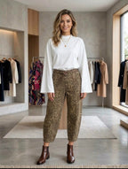 Pantaloni MomFit Leopardati con Cintura 775
