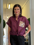 Camicia Maniche Corte con Risvolto e Pailettes