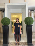 Abito a T-shirt con Frange e Tasca Pailettes