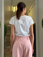 T-shirt in Cotone con Ricamo Champagne
