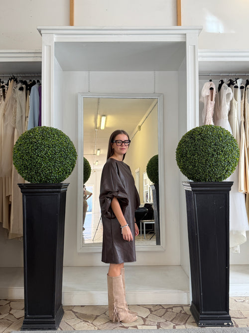Abito Midi in Eco Pelle Stile Moderno e Minimal 775