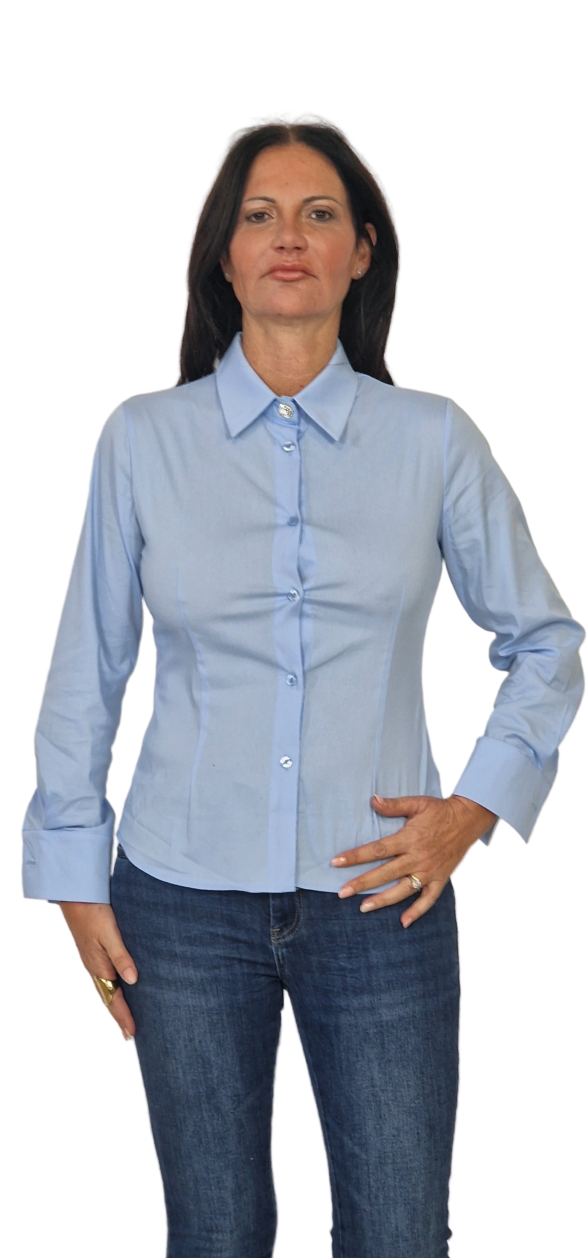 Camicia con bottone gioiello