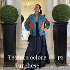 Suzani Indiano Estivo Turchese con Ricami