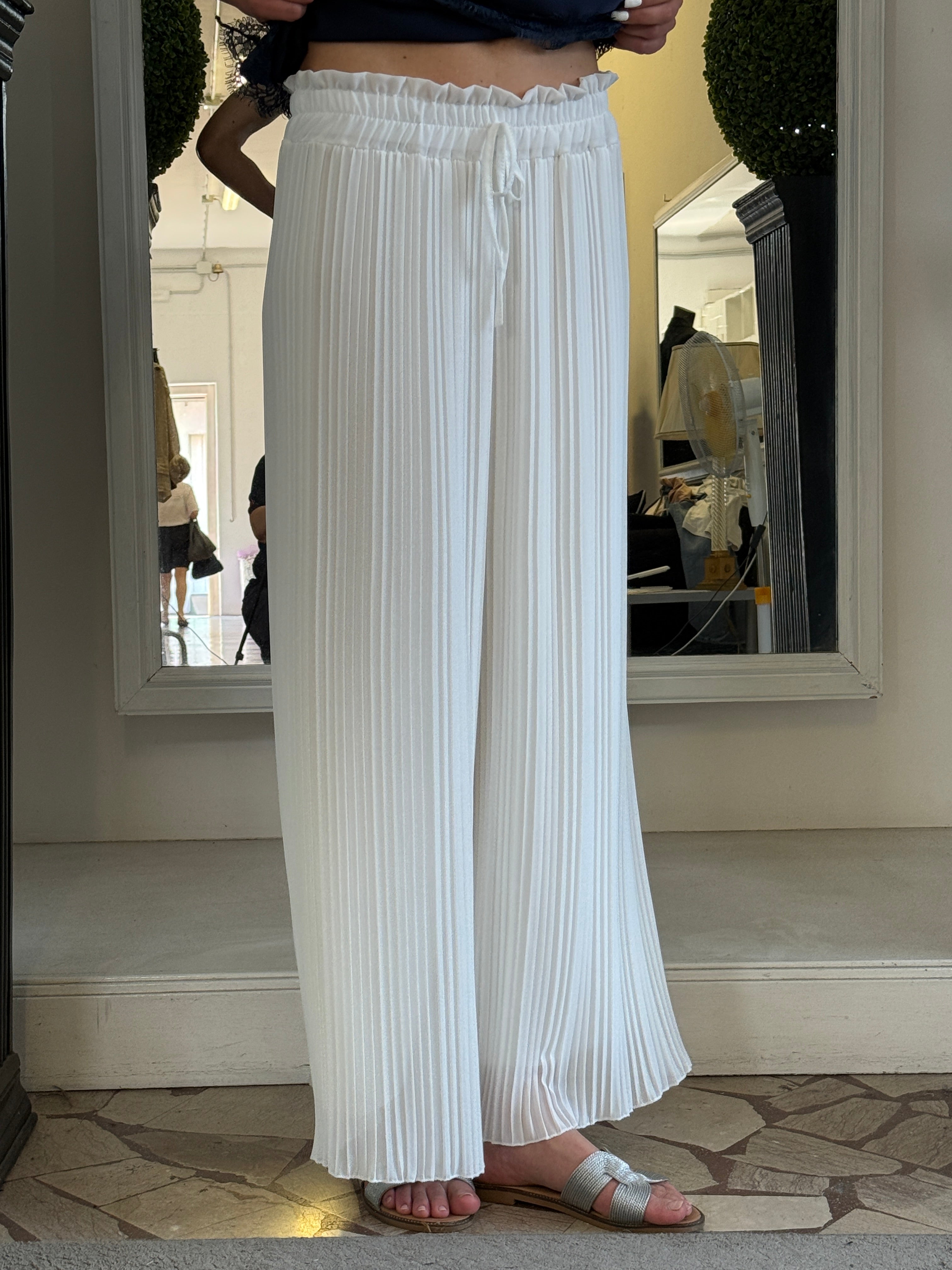 Pantaloni Palazzo Plissè con Coulisse