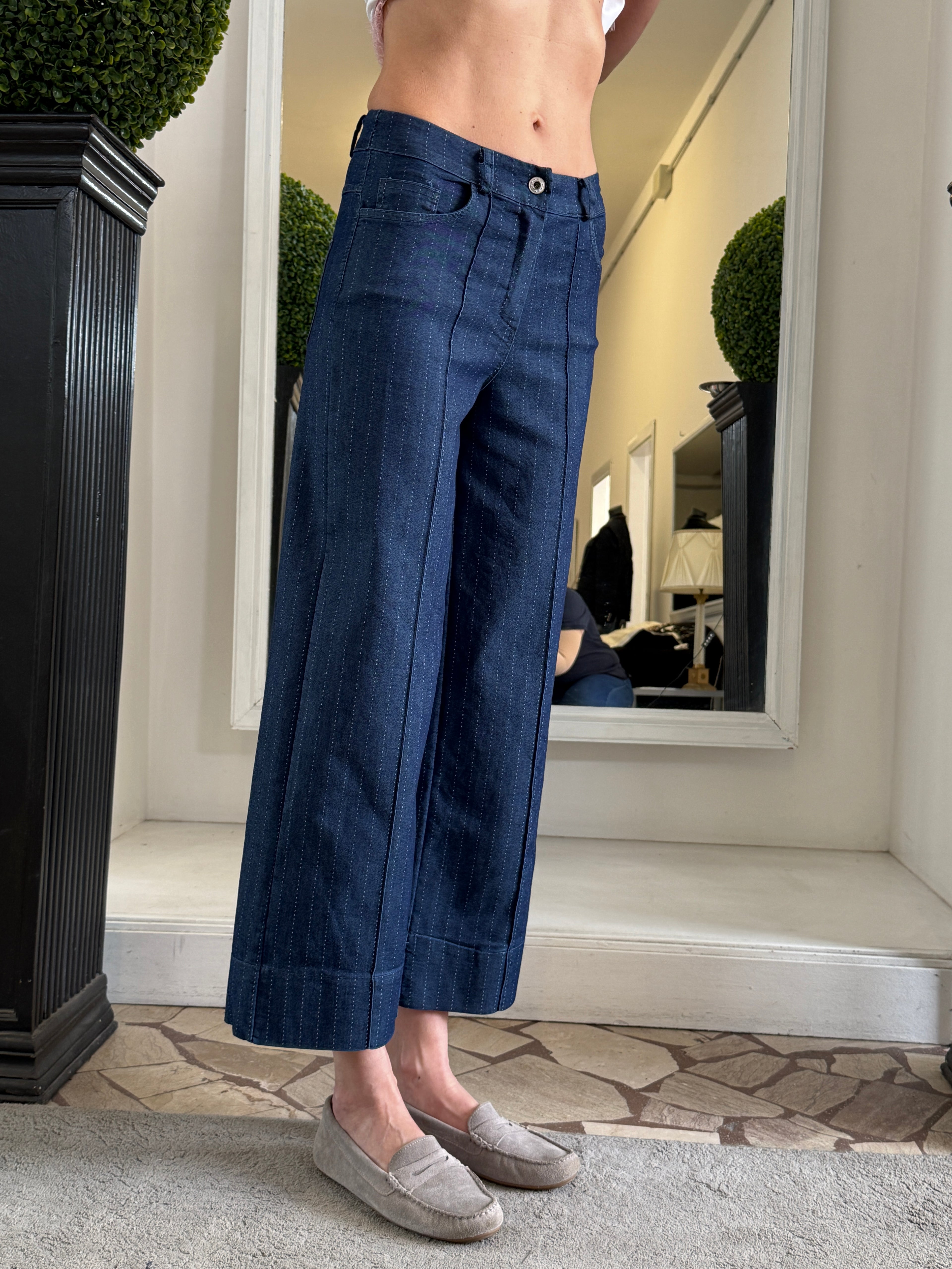 Pantaloni in Jeans Leggero Gessati