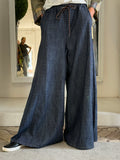 Pantaloni a Palazzi in Denim con Coulisse LiLu