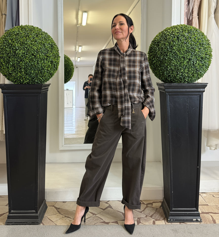 Camicia a Quadri con Fiocco