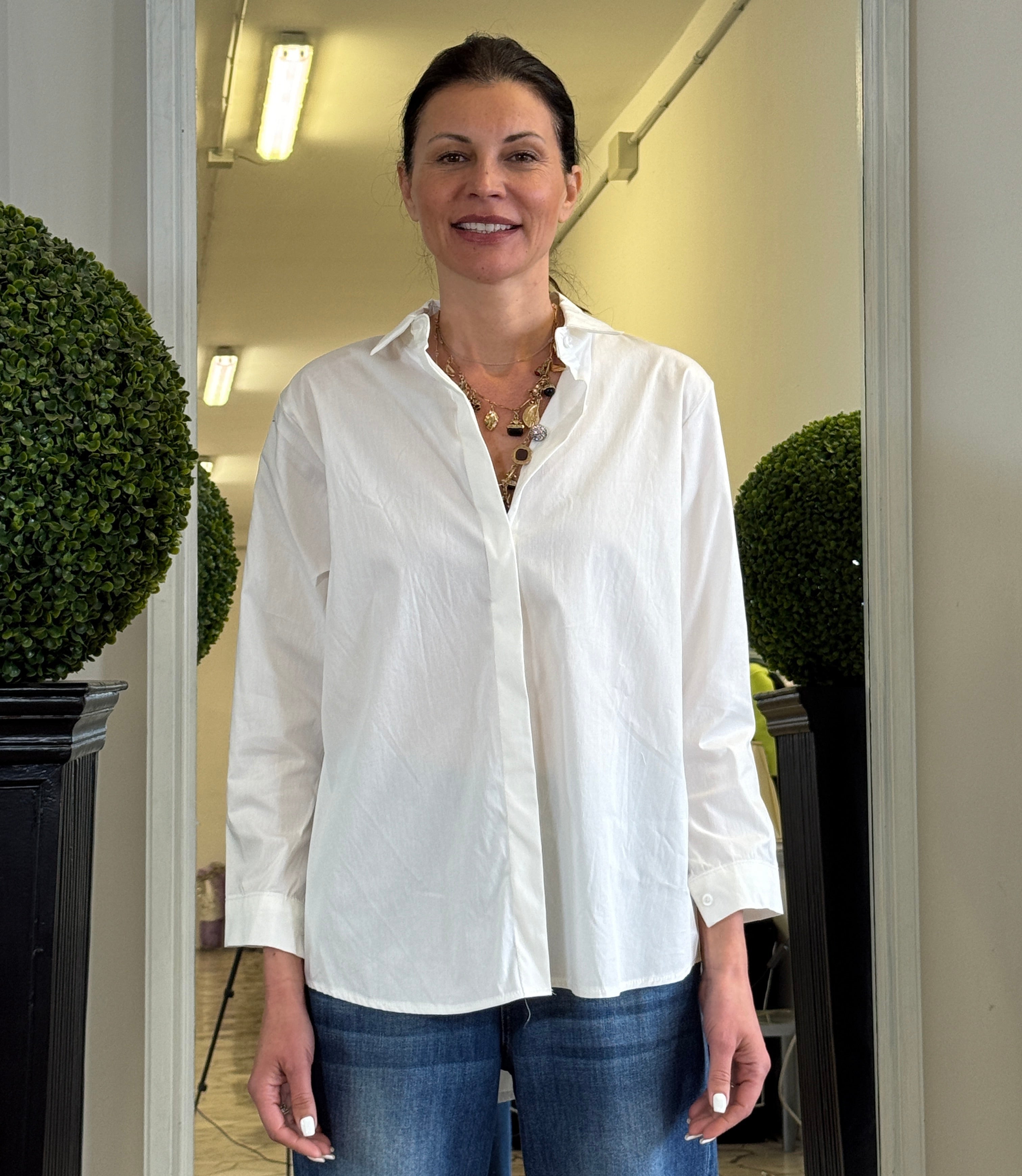 Camicia in Cotone con Ricamo sul Retro