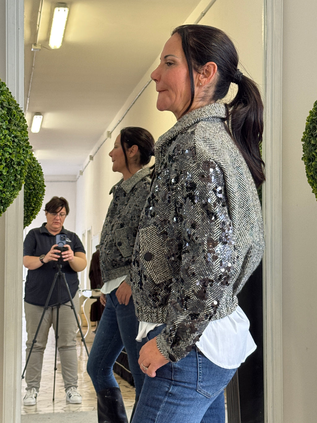 Bomber Spigato con Paillettes