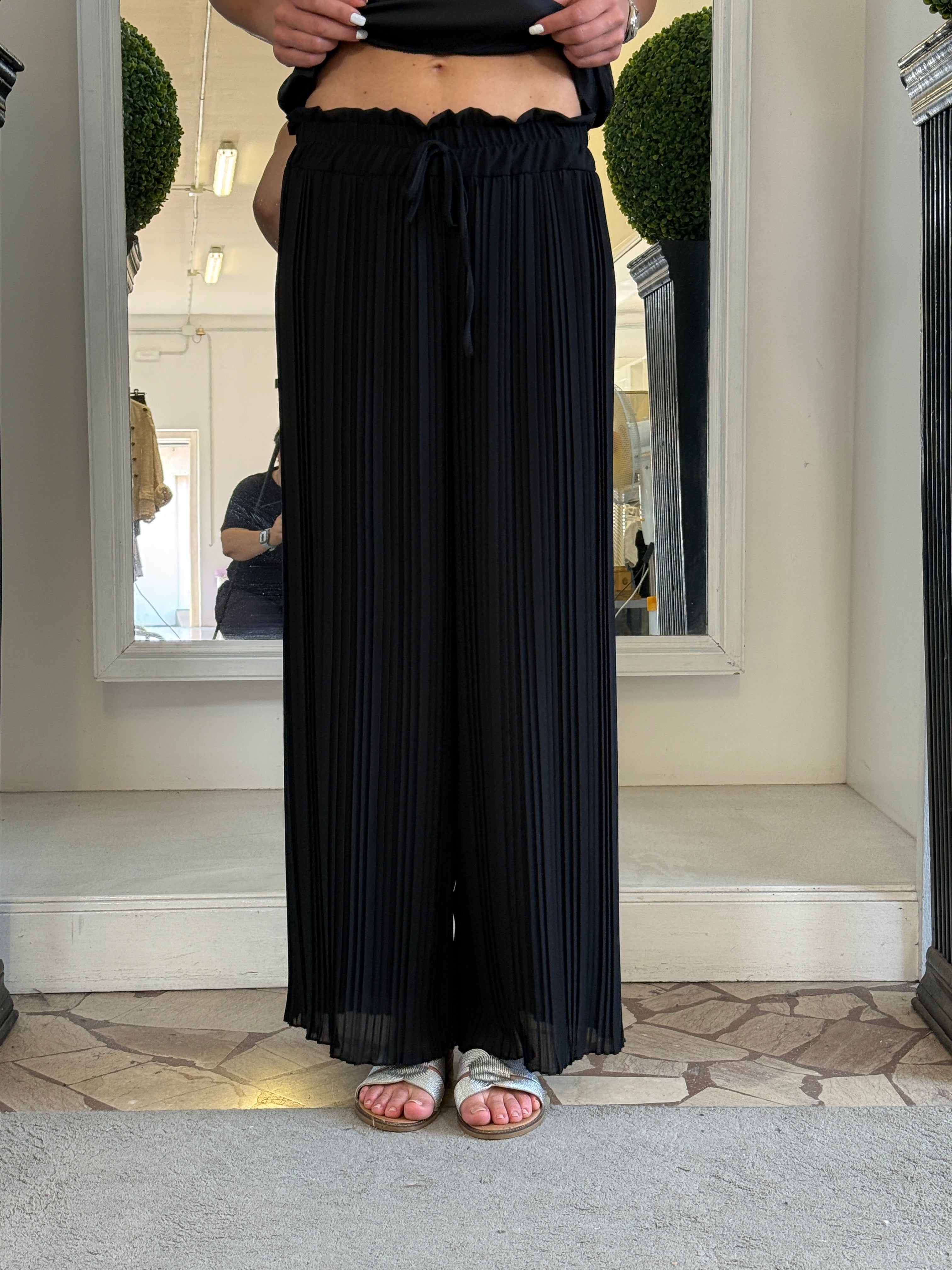 Pantaloni Palazzo Plissè con Coulisse