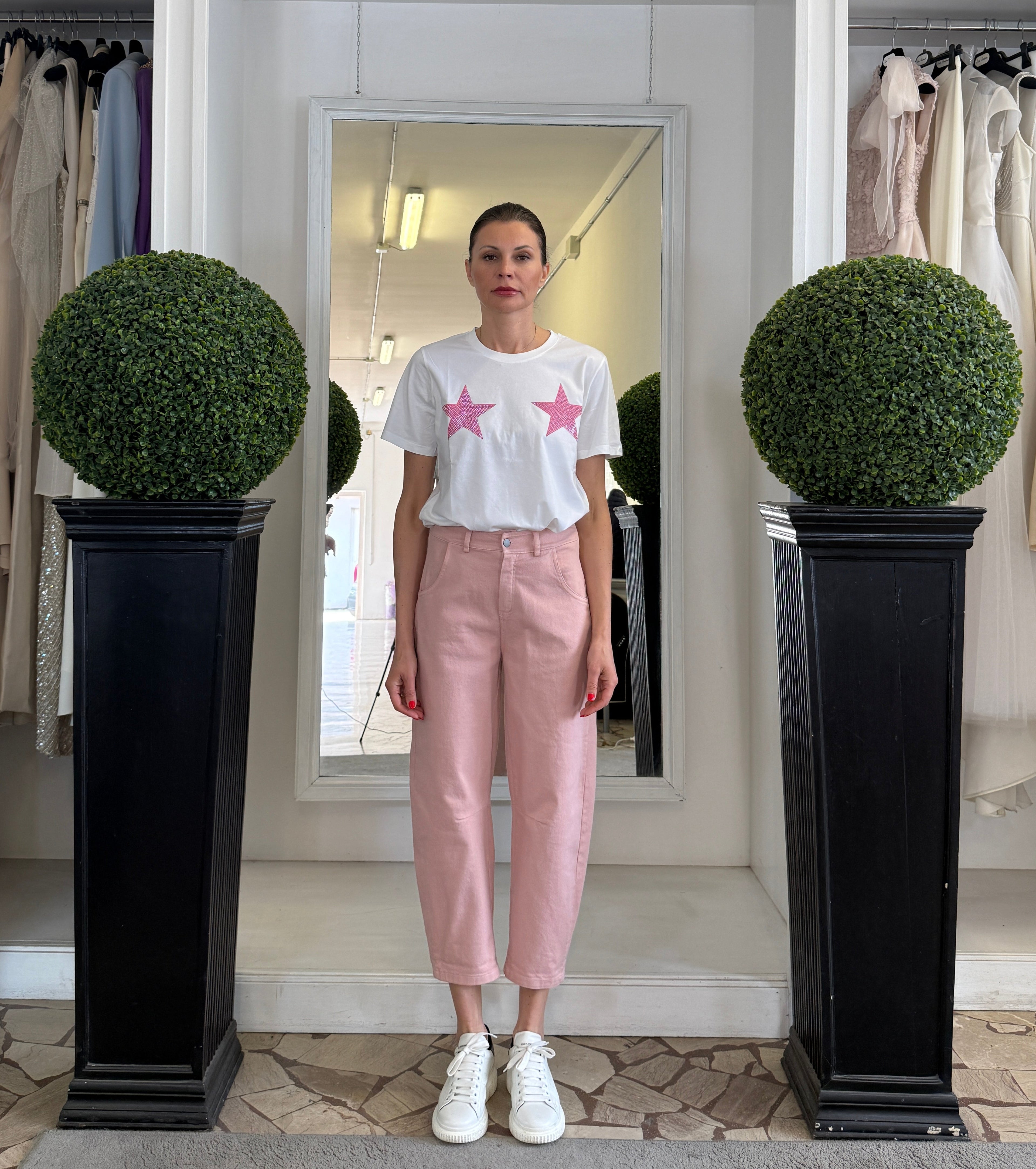 T-Shirt con Stelle in Strass