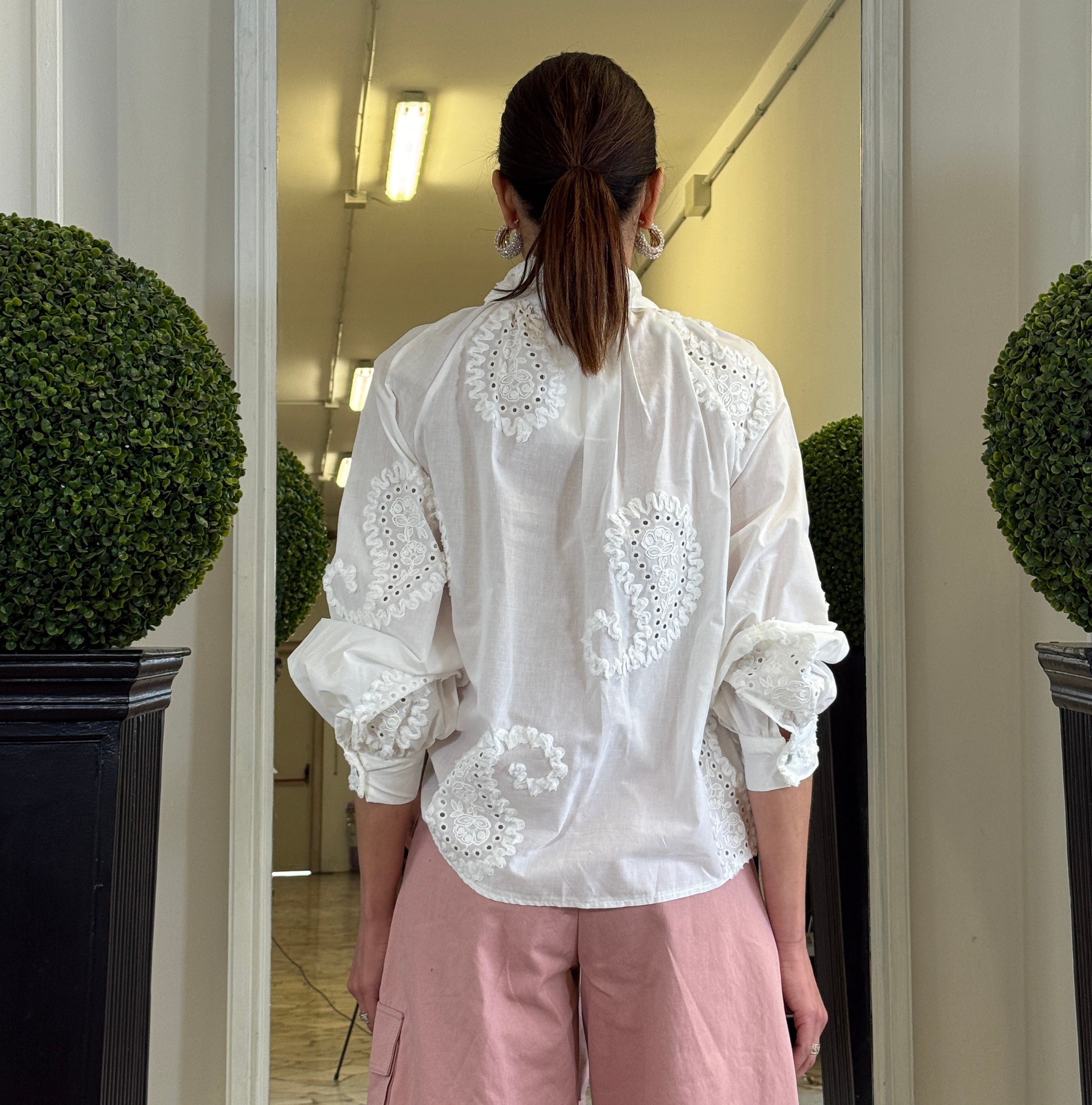 Camicia in Pizzo a Sangallo con Fiocco