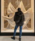 Bomber in Ecopelliccia con Cappuccio