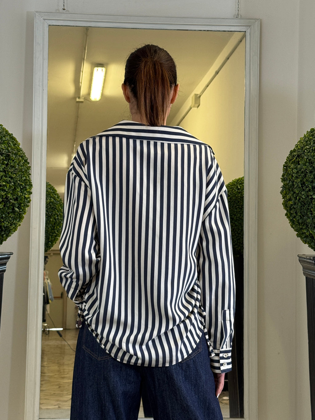 Tensione In Camicia a Righe con Coulisse sui fianchi