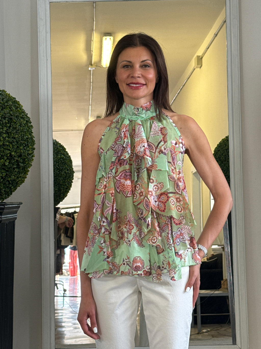 Blusa Americana con Fiocco sul Retro e Volaint Davanti