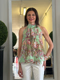 Blusa Americana con Fiocco sul Retro e Volaint Davanti