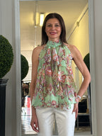 Blusa Americana con Fiocco sul Retro e Volaint Davanti