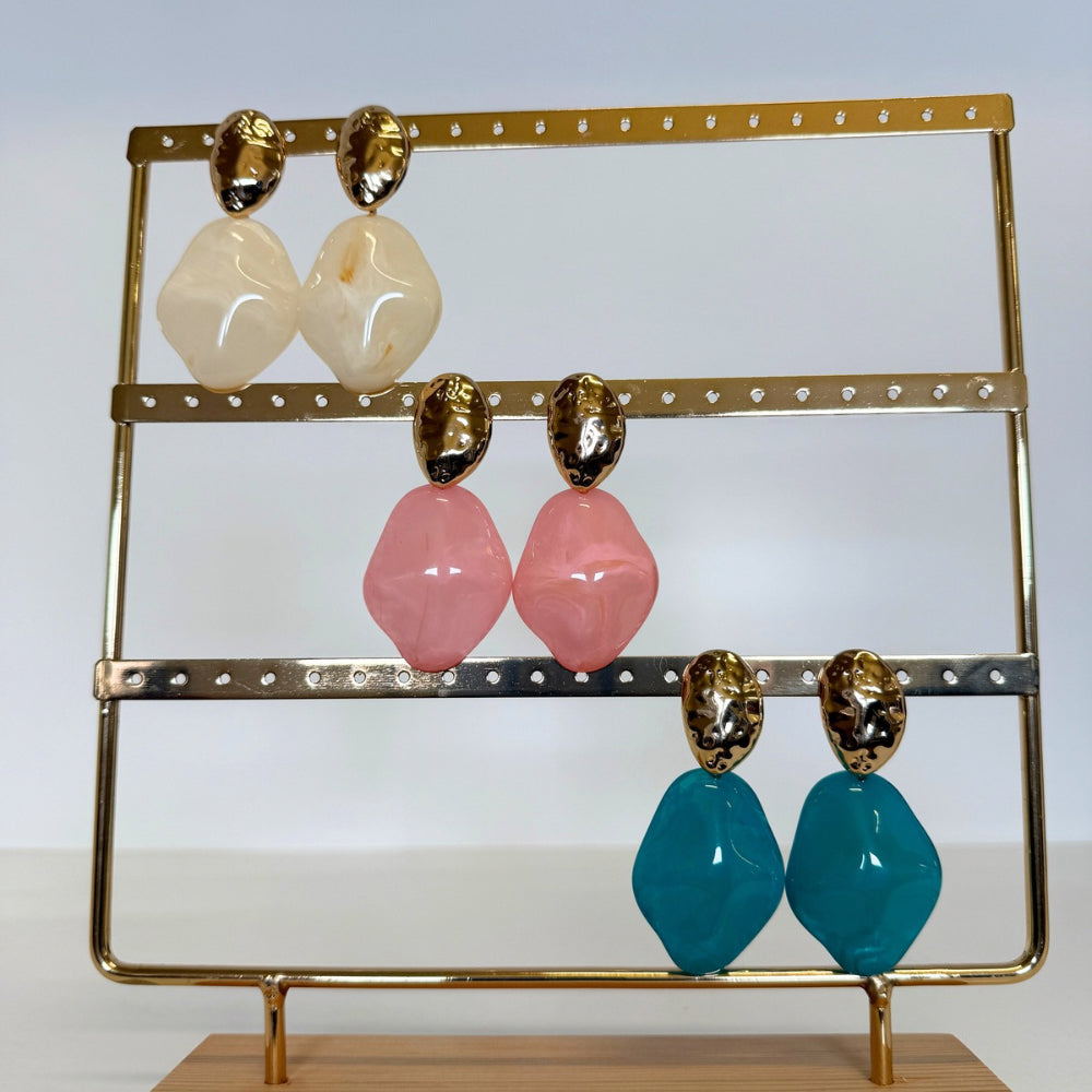 Cleopatra Orecchini Pendenti in Resina e Metallo