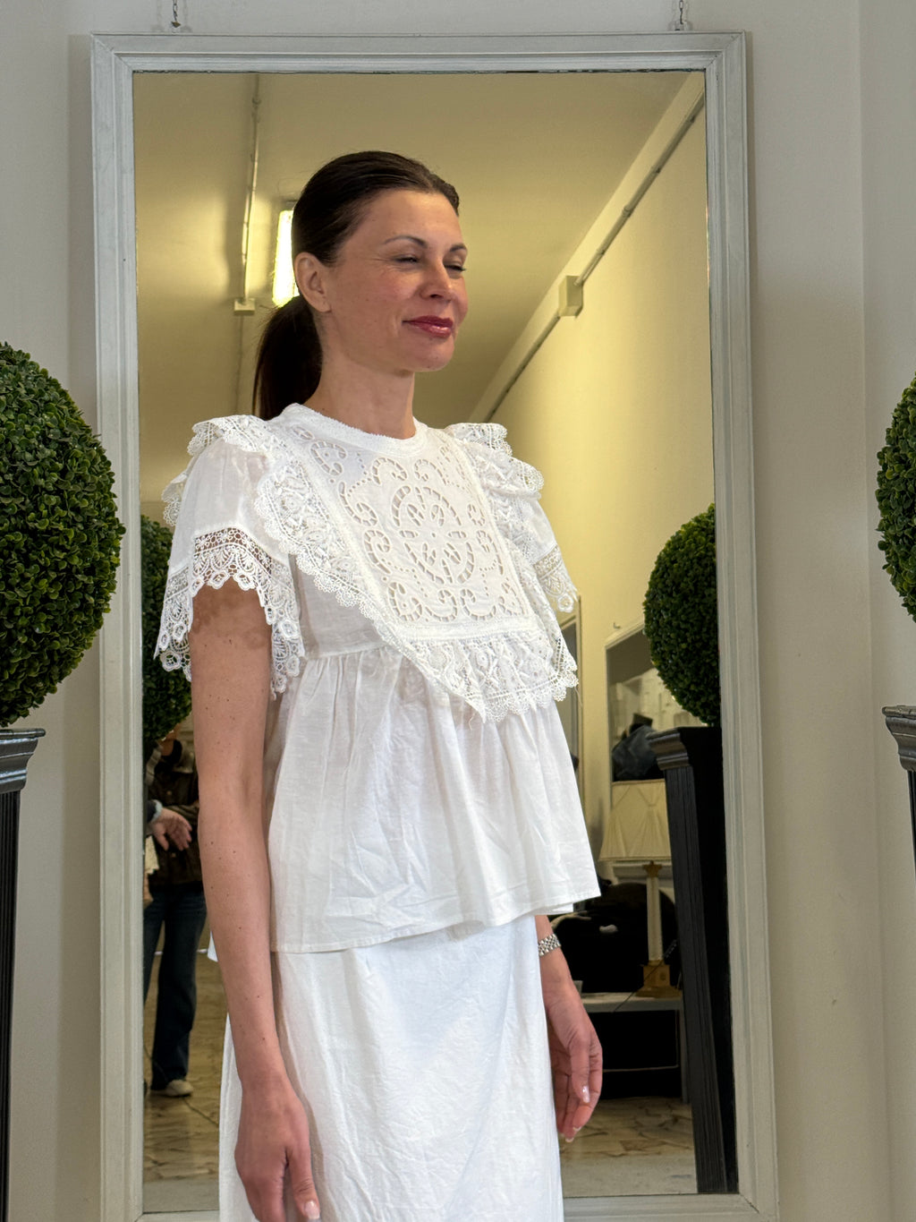 Tensione In Blusa Manica Corta con Pizzo
