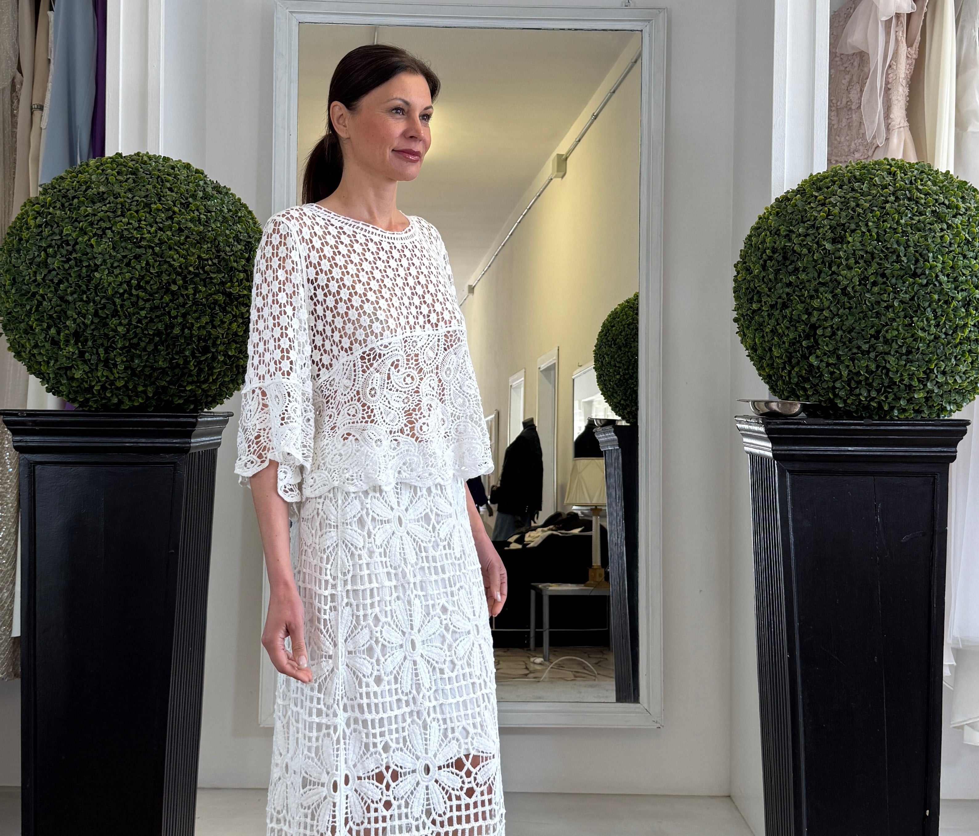 Blusa in Pizzo Crochet Manica al Gomito