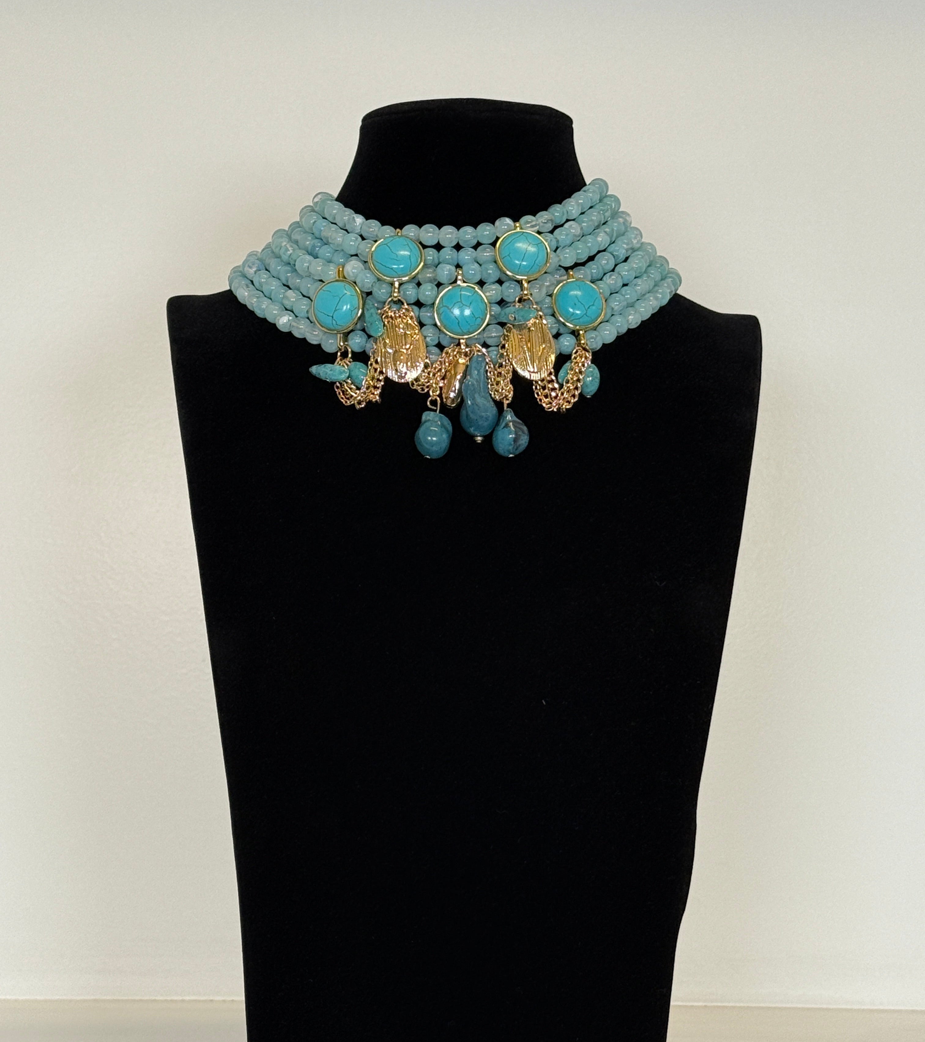 Marina Collana 7 Fili di Perle con Charms