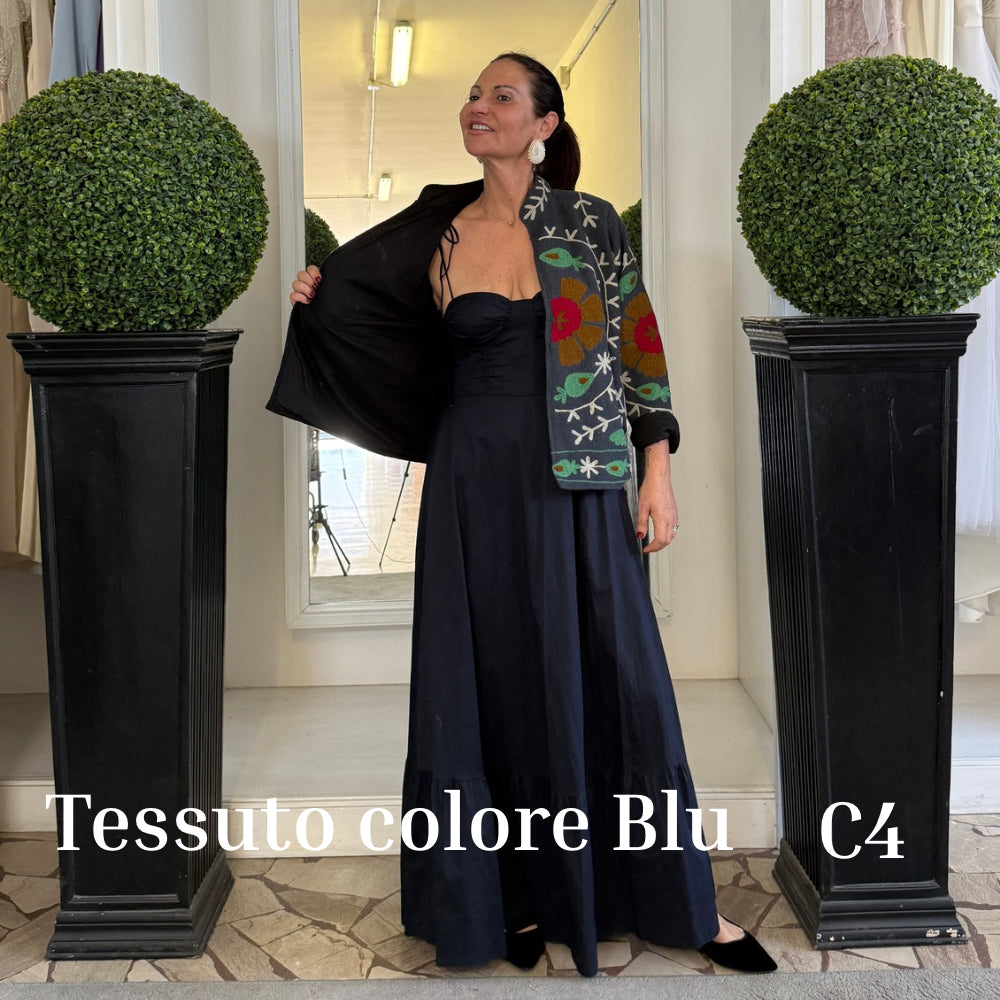 Suzani Indiano Estivo Blu con Ricami