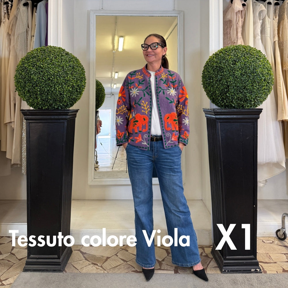 Suzani Indiano Estivo Viola con Ricami