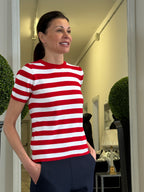 Tensione In Maglia Girocollo Maniche Corte a Righe