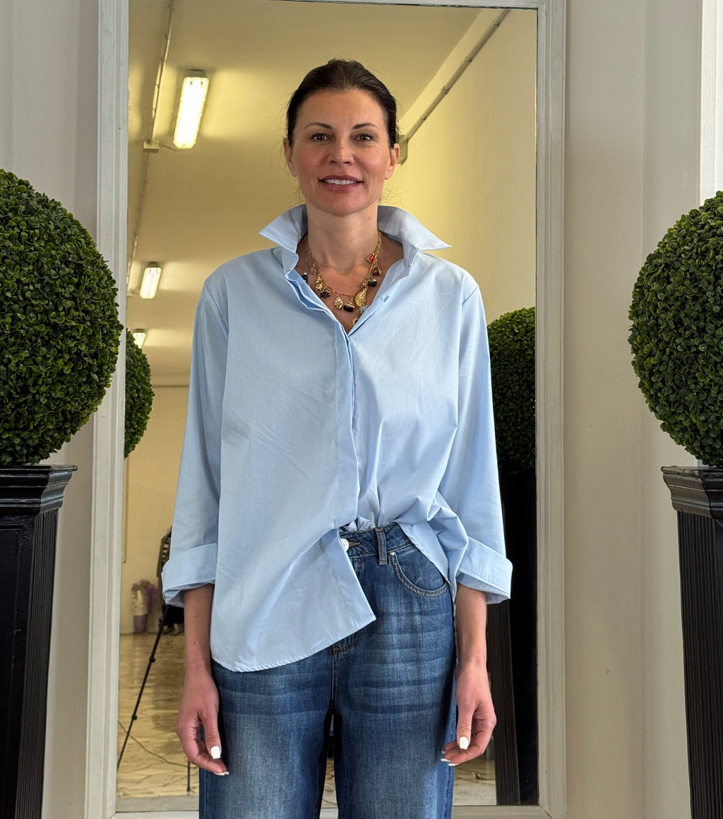Camicia in Cotone con Ricamo sul Retro