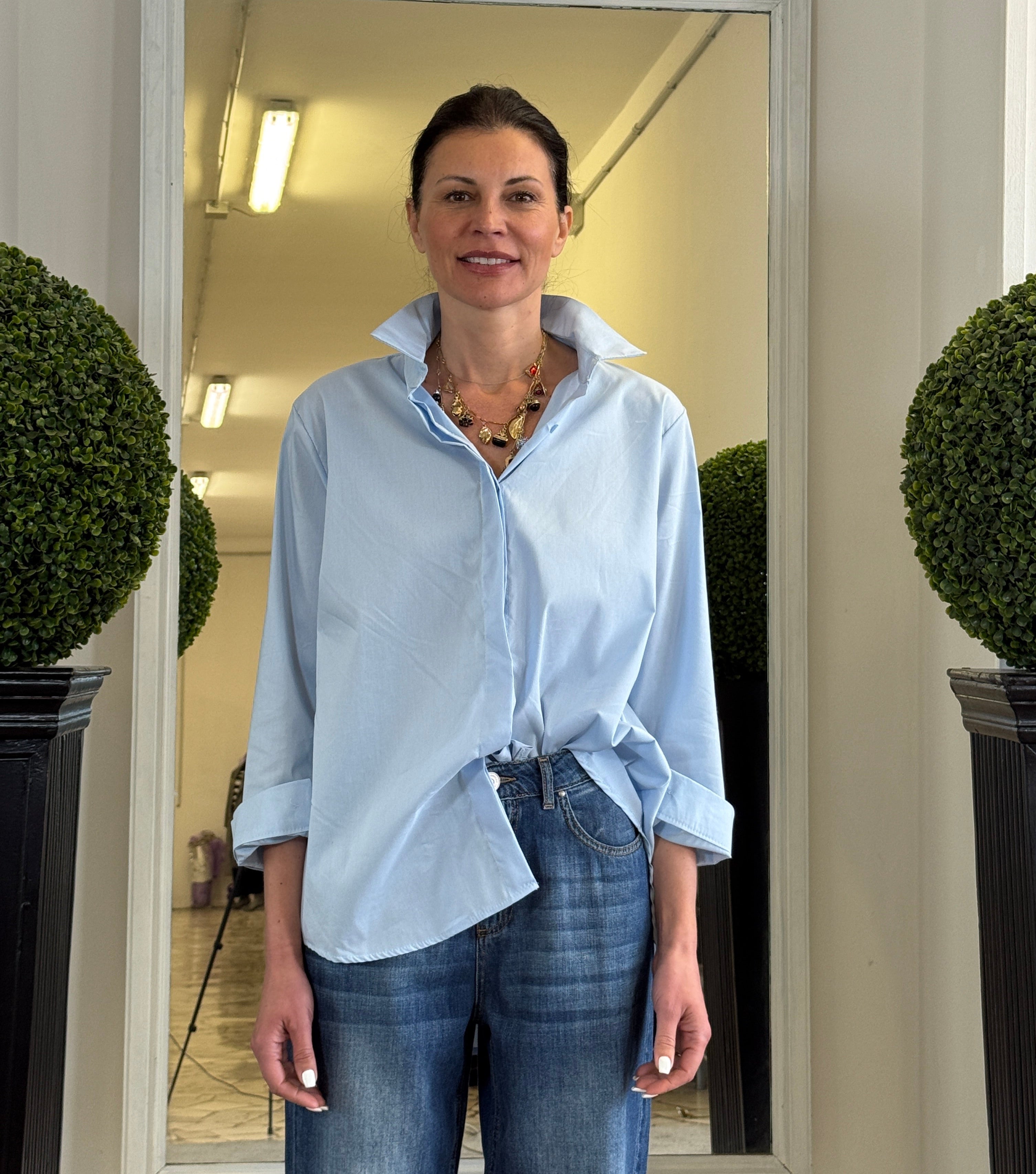 Camicia in Cotone con Ricamo sul Retro