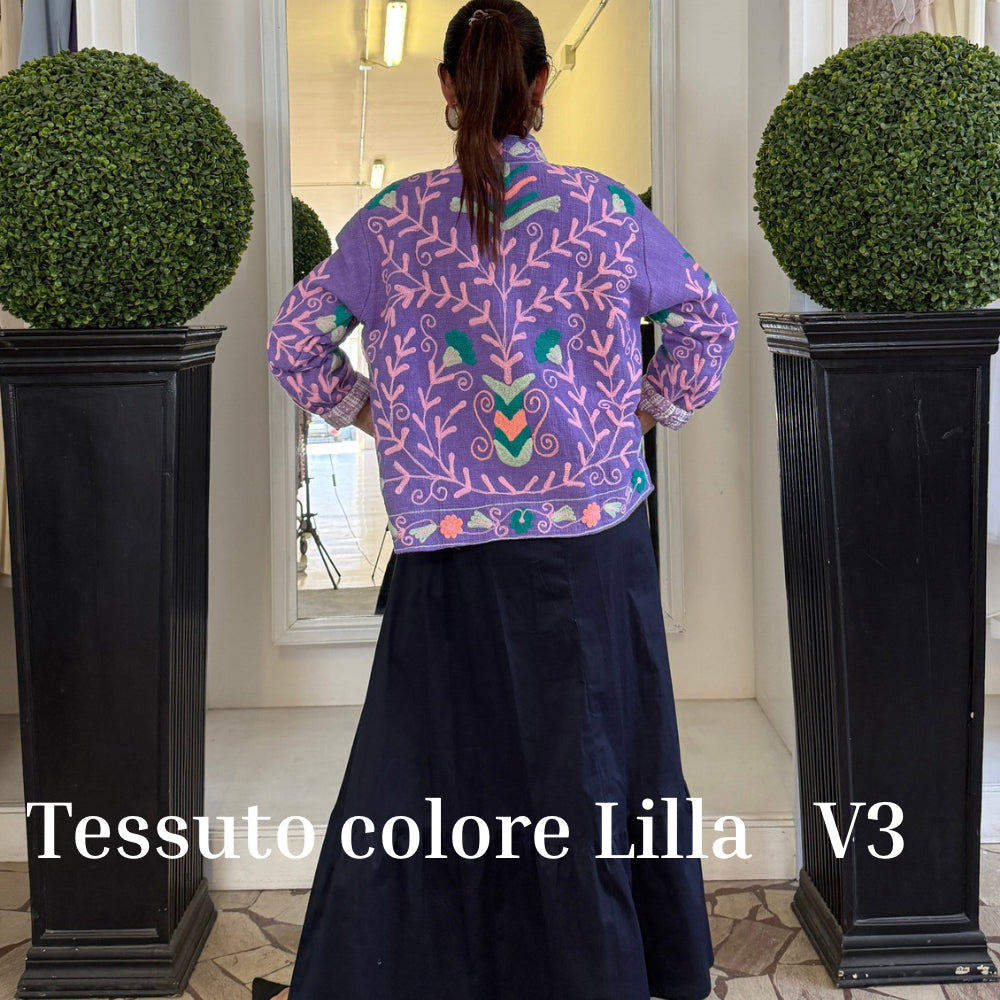 Suzani Indiano Estivo Lilla con Ricami