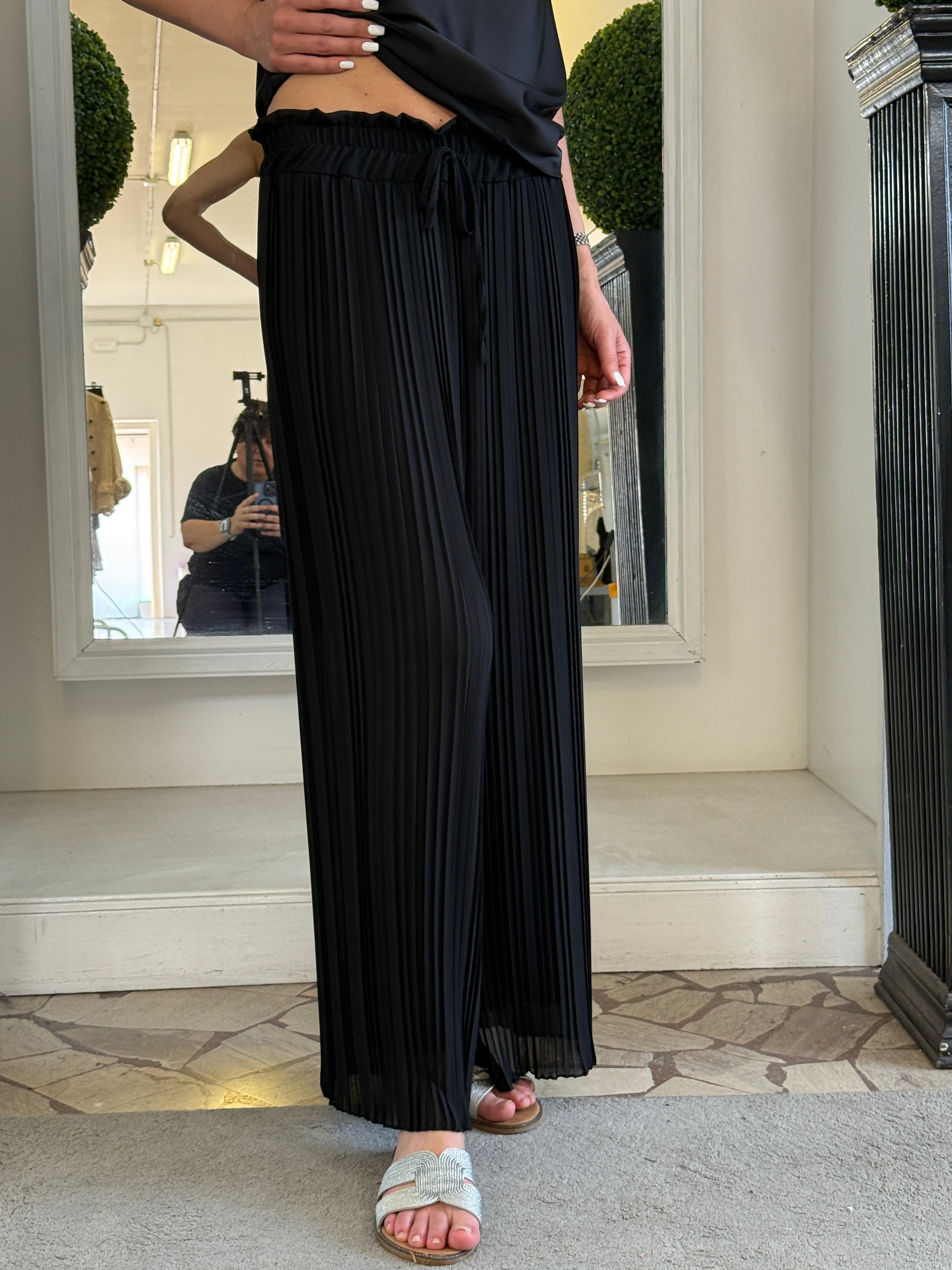 Pantaloni Palazzo Plissè con Coulisse