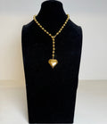 Collana in Metallo con Perle Dorate e Cuore