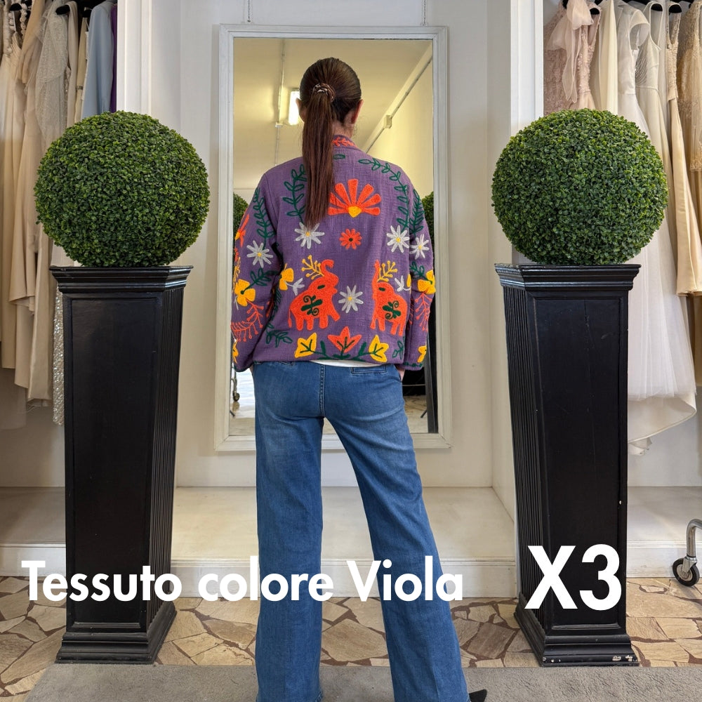 Suzani Indiano Estivo Viola con Ricami