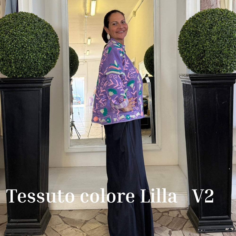 Suzani Indiano Estivo Lilla con Ricami