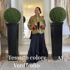 Suzani Indiano Estivo Verde Olio con Ricami