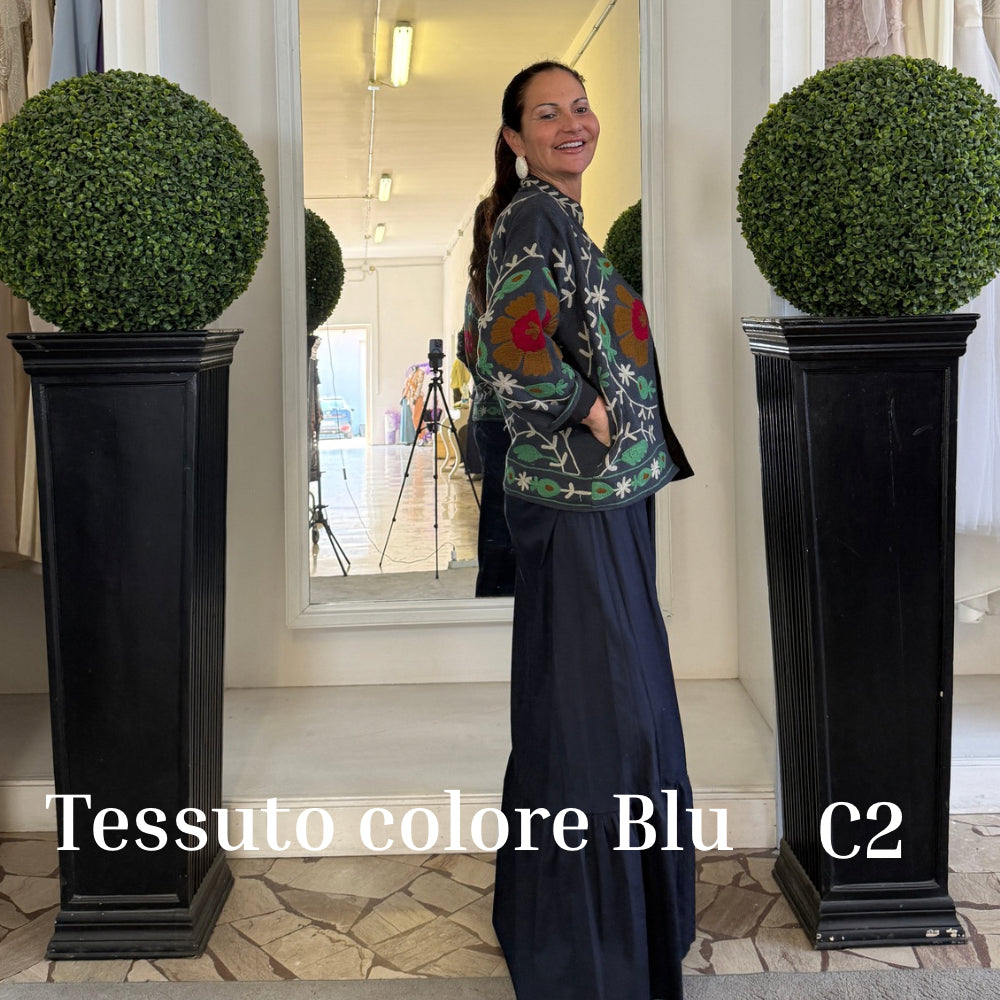 Suzani Indiano Estivo Blu con Ricami
