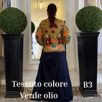 Suzani Indiano Estivo Verde Olio con Ricami