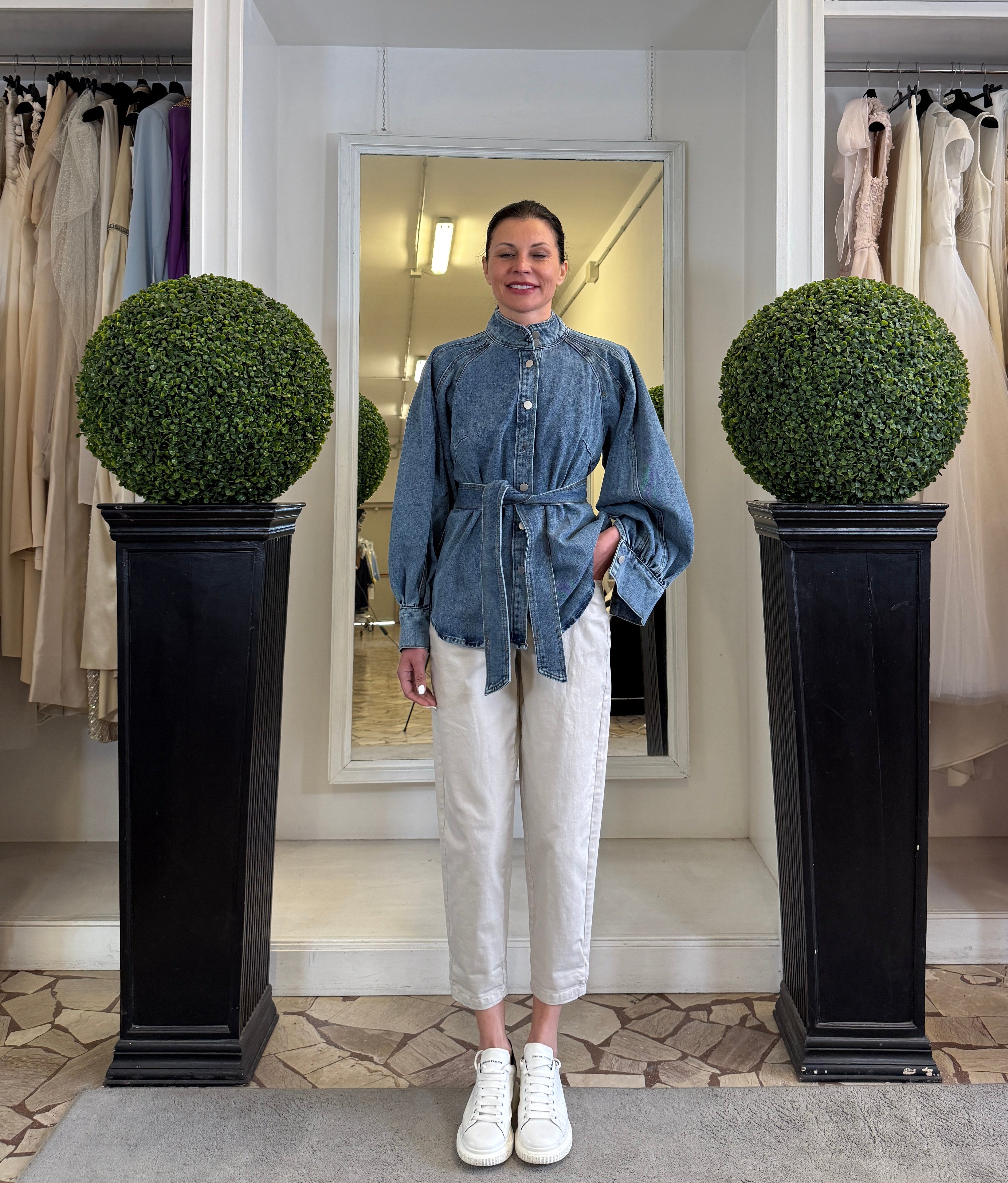 Camicia Over in Denim con Fusciacca in Vita