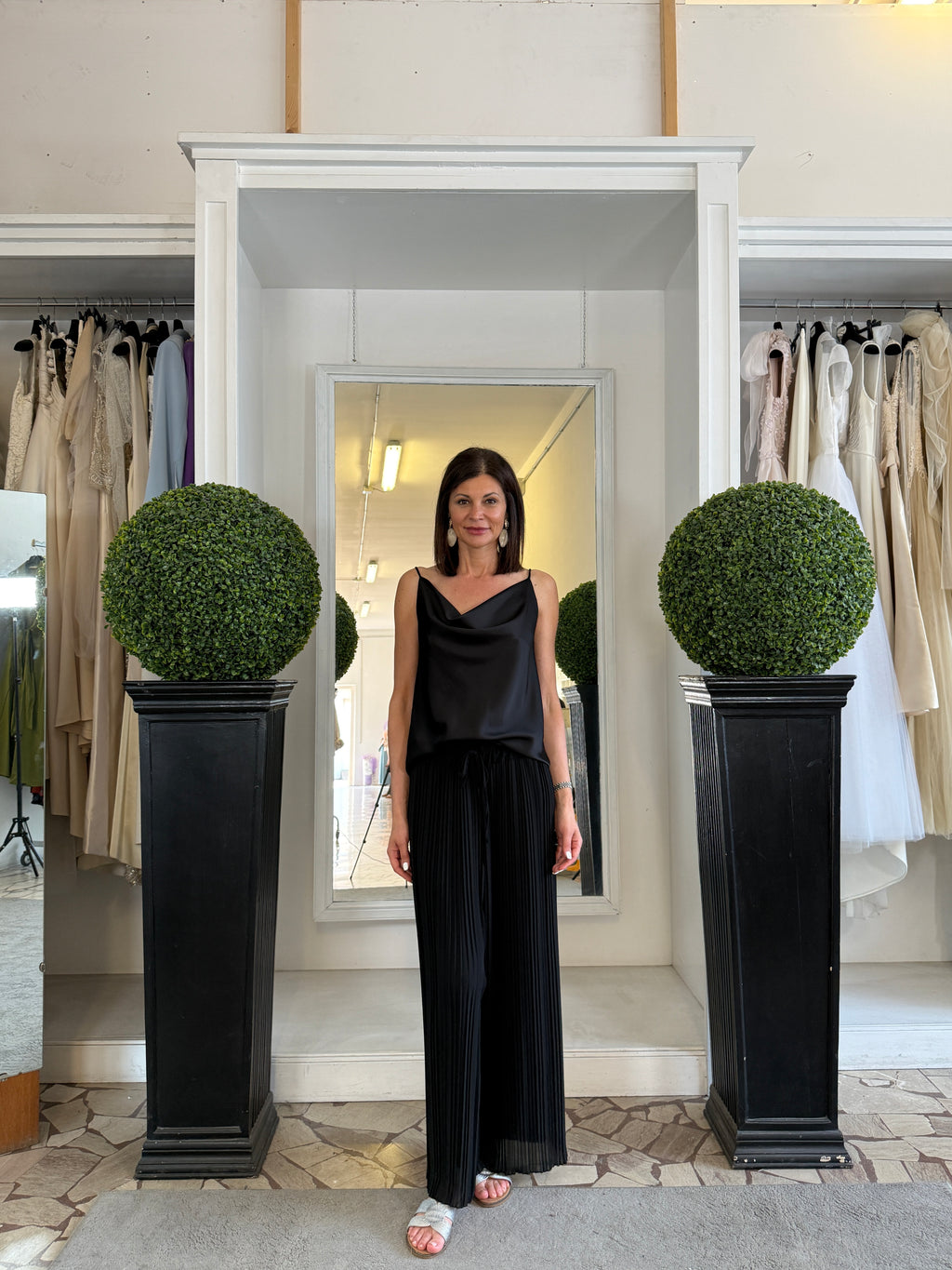 Pantaloni Palazzo Plissè con Coulisse