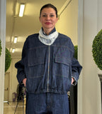 Tensione In Giubbino Denim con Pizzo a Triangolo