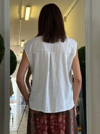 Camicia Senza Maniche con Pailettes Misto Lino