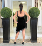 Abito a Sottoveste in Velluto e Pizzo