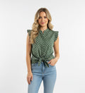 Camicia Senza Maniche con Rouches Collo alla Coreana Poise