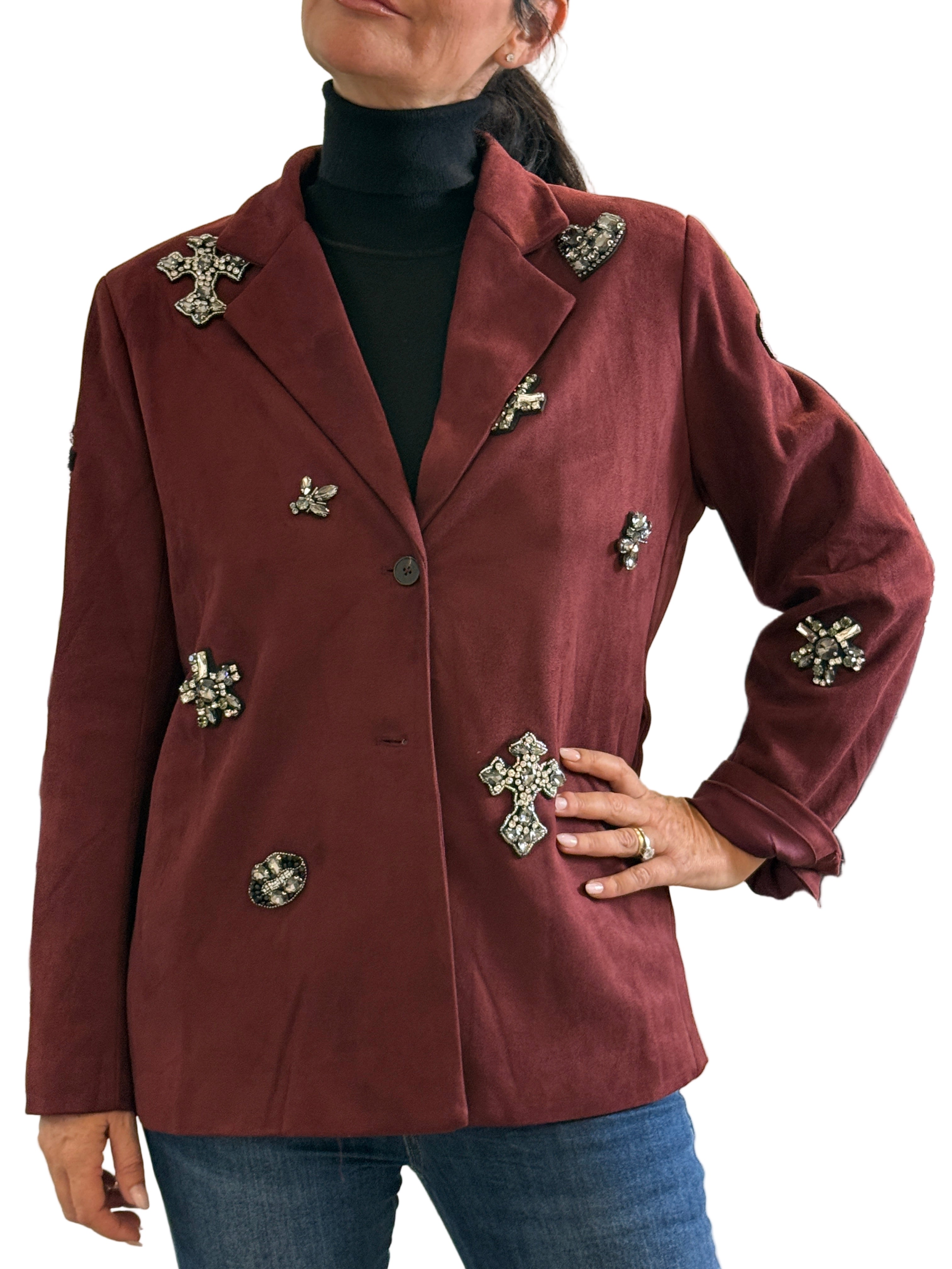 Giacca in Dainetto con applicazioni gioiello