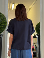 T-shirt con Pailettes sulle Spalle