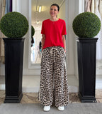 Pantapalazzo in Cotone Maculati con Banda Lateriale e Coulisse